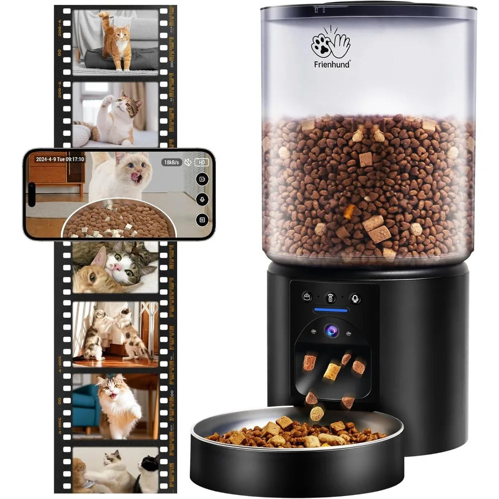 5L Smart Pet Feeder with 2K Camera – WiFi Automatic Cat & Dog Feeder with Night Vision and Food Freshness System